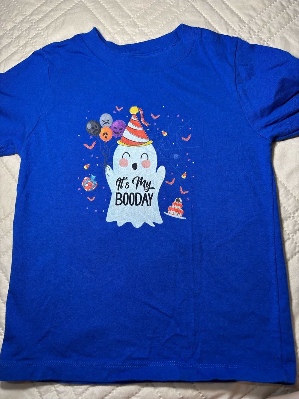 2T Blue 'It's My BOOday' Ghost Graphic Tee